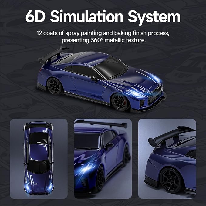 1/64 Scale Drift RC Car - 2.4GHz Half-Scale Remote Control 4WD High-Speed Mini Remote Control Car with Racing Lights (Blue)