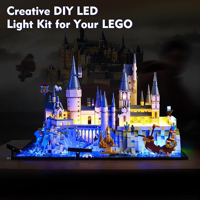 VONADO Updated RC LED Light Kit for Lego Hogwarts Castle and Grounds 76419 Remote Control Creative Lighting Set Accessories Compatible with Lego 76419 Building Set (Lights Only No Models) Blue