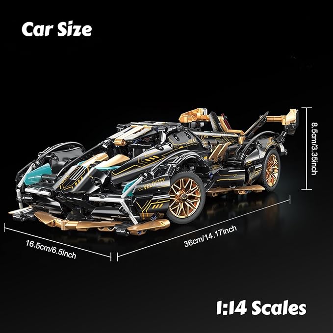 Sport Racing Car Building Block Sets for Adults 1:14 Race Supercar Toys Kits with LED Collectible MOC Model Construction Ideas Birthday for Boys Teens Men Age 8-12 12-1614 14+