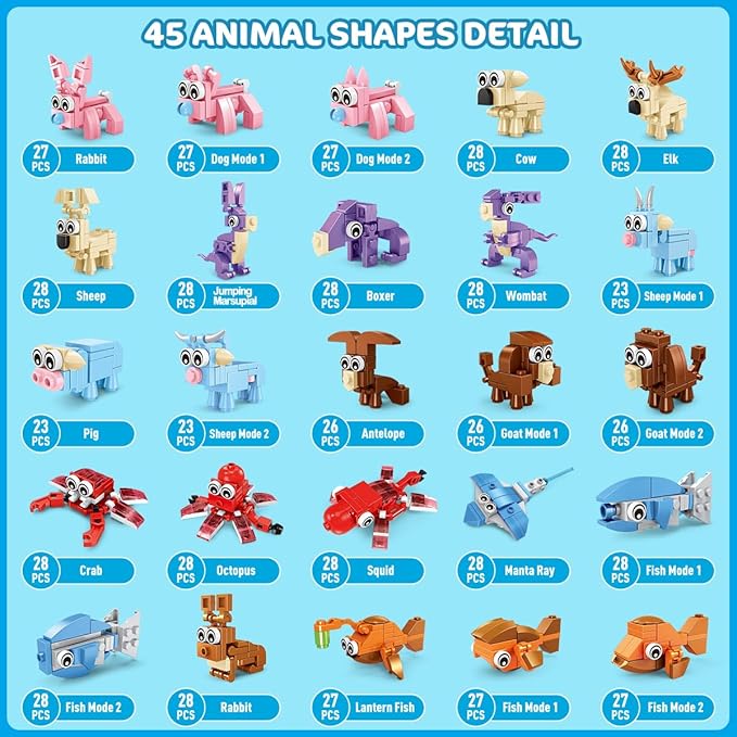 30 Packs Animal Party Favors for Kids 810 PCS Mini Animal Building Block Toy Set for Goodie Bag Fillers Classroom Prizes Easter Birthday Children's Day for Boys Girls Student Ages 6+