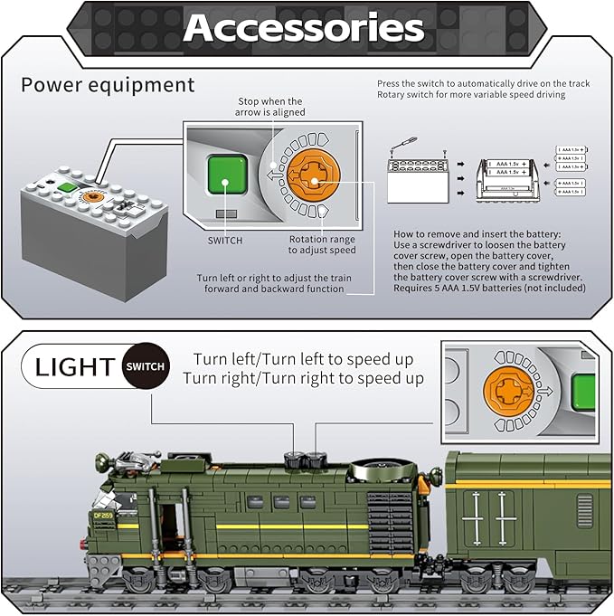 Military Train Building Kit Compatible with Lego Militarys Army Train Building Block with Lights Missiles Trucks and Train Tracks Gift for Military Lovers Teens and Adults (1174 Pieces)
