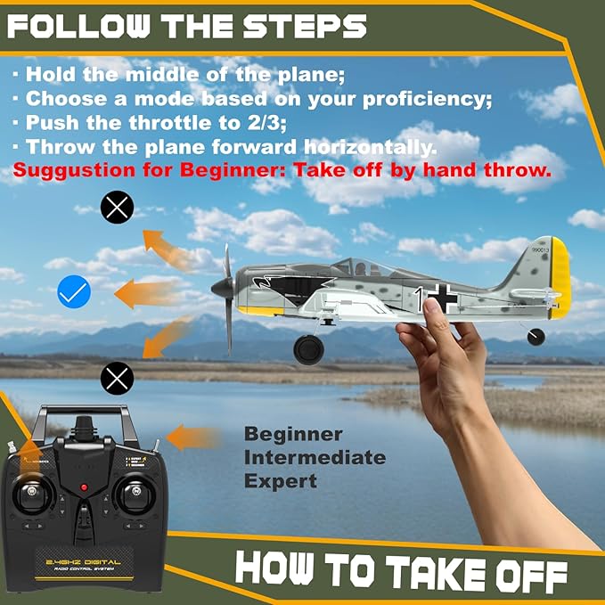 RC Plane 4 Channel RC Airplane FW190 Ready to Fly with Upgraded Xpilot Stabilization System &amp One Key Aerobatic Remote Control Airplanes for Beginners Adult