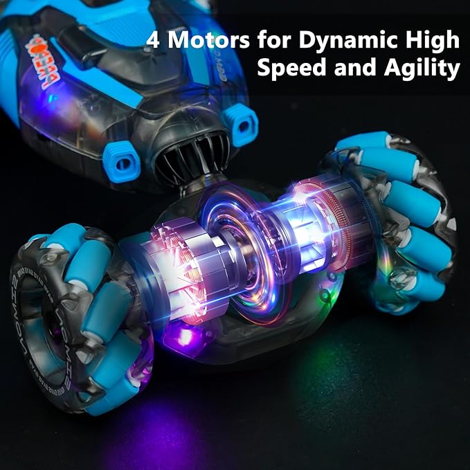 Gesture Sensing RC Stunt Car for Boys Remote Control Toys for Kids Age 5-7 6-8 9 10 11 12+ Years Old Birthday Gifts 2.4GHz Hand Controlled RC Drift Car with Light &amp Music Double-Sided Driving