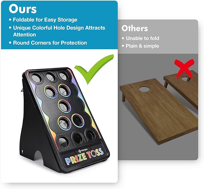 WinSpin 30x19 Prize Drop Board w/LED Light &amp 41x25 Prize Toss Bean Bag Toss Game w/ 10 Pucks &amp 5 Bean Bags for Carnival Event