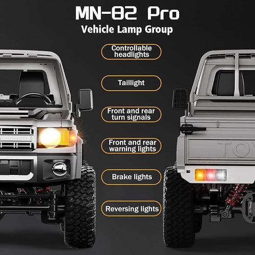 1/12 Scale RC Crawler MN-82 Pro RTR RC Truck LC79 4x4 Off Road Vehicles 2.4GHz RC Rock Car with LED Lights for Adults Hobby Toys (Gray)