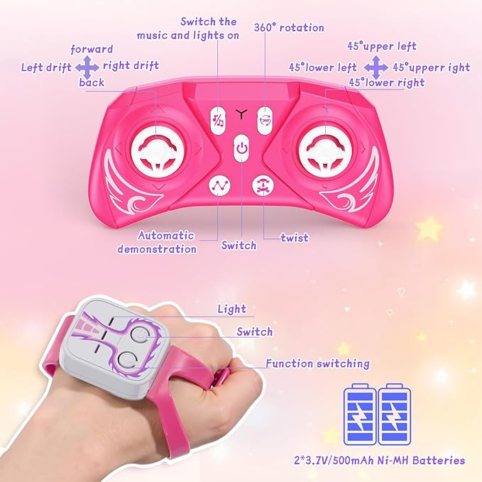 Unicorn Remote Control Car for Girls Age 6-8-12 Pink RC Gesture Sensing Stunt Cars 2.4Ghz 4WD RC Cars Hand Controlled Remote Control Twist Car with Light &amp Music Gift for Kids Age 6 7 8 9 10 11
