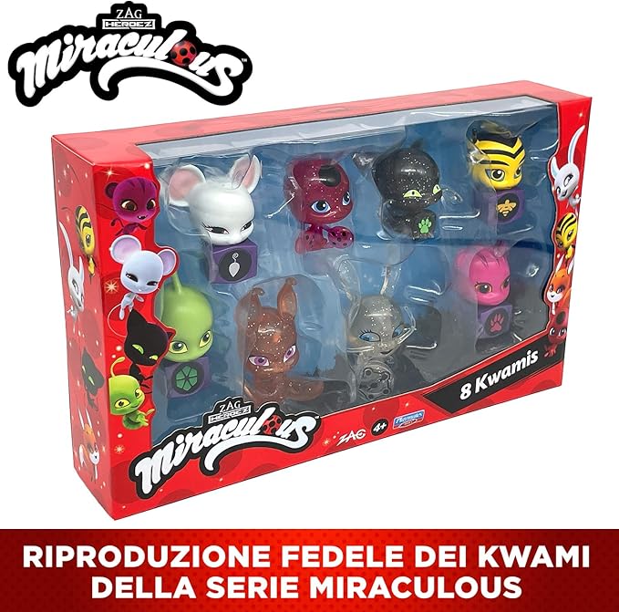 Bandai - Miraculous Tikki Plagg Trixx Wayzz Pollen Nooroo Fluff and Duusu 8 Kwamis Pack - Mini Figure Collection-P50532 P50532 Multi-Colour