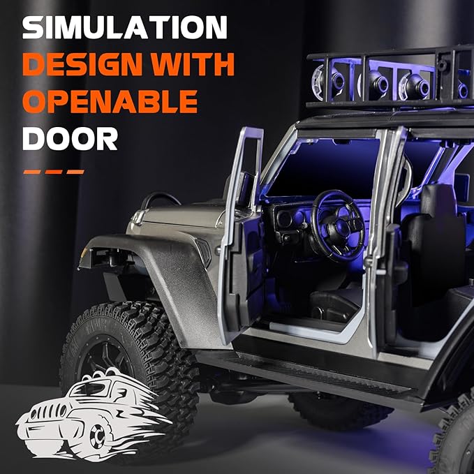 ARRIS 1/12 RC Crawler MN-128 RC Rock Crawler 4x4 4WD RC Jeep Truck 2.4GHz Remote Control Off Road Car with LED Lights for Adults Hobby Grade RTF Toy Vehicle Gifts