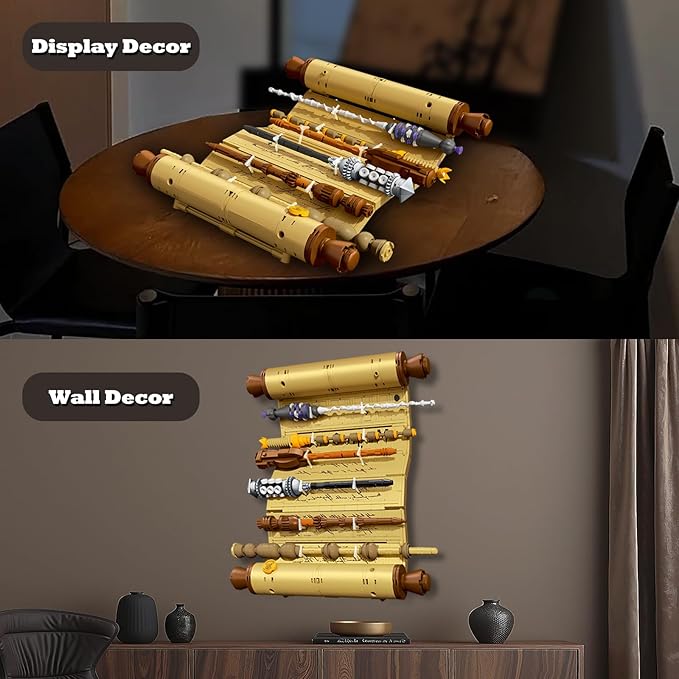 HIGH GODO Magic Wand Scroll Building Set for Adults MOC Magic Wizard Wand Model Kit Can Be Hung on The Wall Home Office Decor Kit Creative Toys Gifts for Teens Adults 14+ (761 PCS)