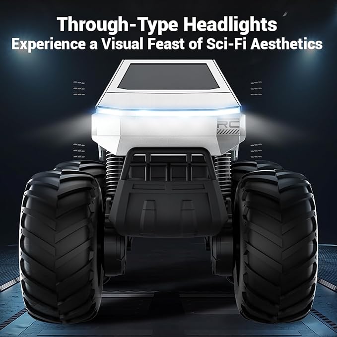 1:16 Cybertruck Remote Control Car 2.4 GHz 4WD Amphibious Off-Road Pick-up Truck with LED Light Waterproof Monster Truck Hobby RC Cars Toys for Teen Adults