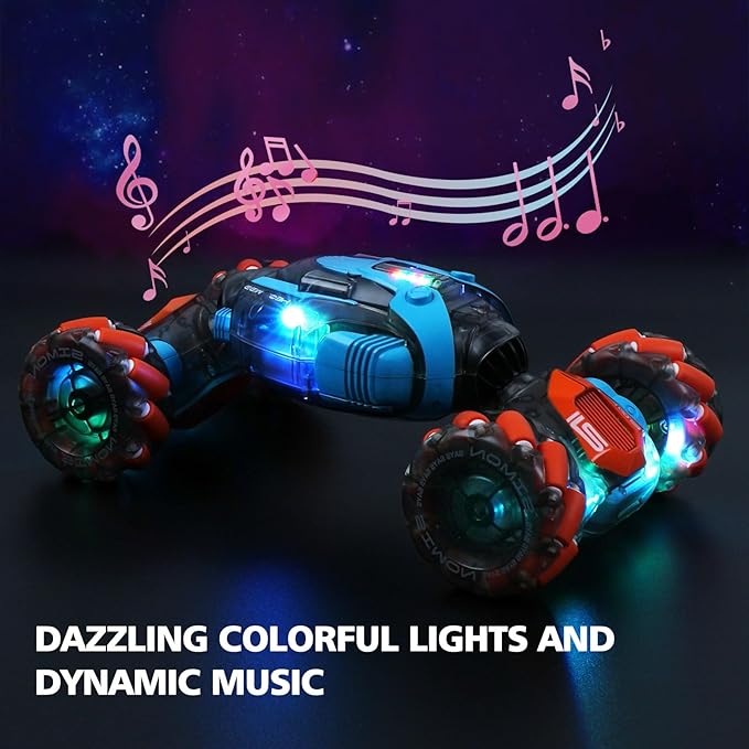 MagicKidz Gesture Sensing RC Stunt Car for Kids - Birthday Gifts for Boys 5 6 7 8 9 10 11 12 Year Old 2.4Ghz Remote Control Twist Vehicle Toy with Lights &amp Music 4WD Off-Road