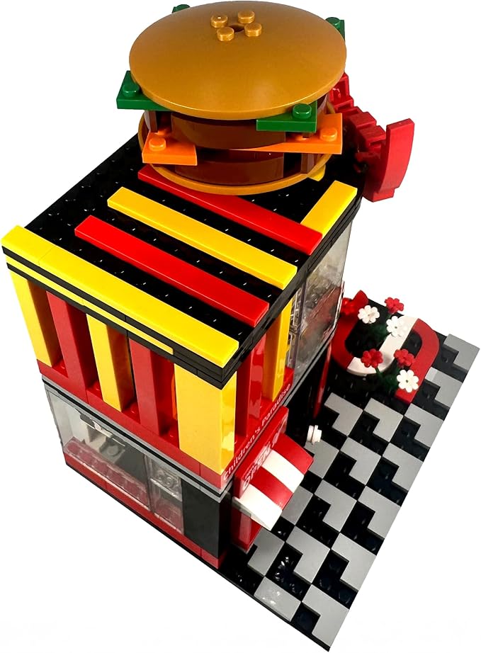 General Jim's Wacky Burger Modular Fast Food Burger Joint Restaurant Building Blocks Bricks Set