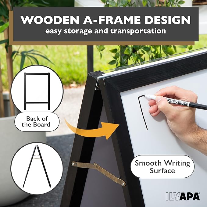 Ilyapa Board - Large Portable Prize Drop Game for Events and Trade Show - 21 x 30 Inch Double Sided - Wooden A-Frame Whiteboard Sign Eraser