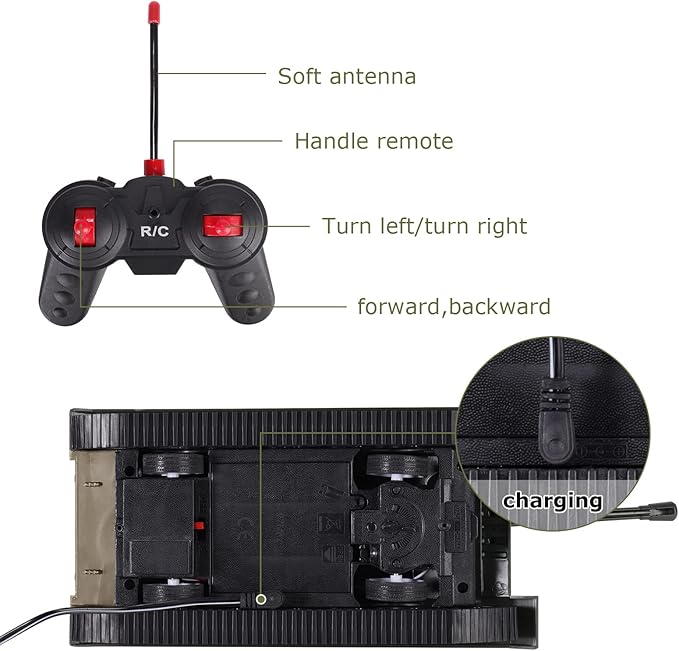 ele ELEOPTION Remote Control RC Tank with Rotating Turret and Sound Tank Toy Gift for Kids Boys Girls 3-8 Years Army Tanks Military Vehicles Toys