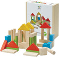 PlanToys® 40 Unit Blocks Wooden Montessori Building and Stacking Toy | Early STEM Fine Motor Creativity and Problem Solving Activity | Eco Friendly Educational Open Ended Play Set