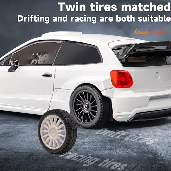 LDRC 2801 1/28 Mini RC Drift Car GTR 2.4GHz 4WD RTR with 4PCS Drift Tires Racing Radio Control Cars (White)