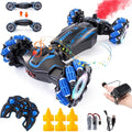 4WD Remote Control Gesture Sensor Car Double-Sided Rotating 360° Flips Drift with Lights Music RC Stunt Twist Car Birthday Presents for 6-12 Kids (Blue)