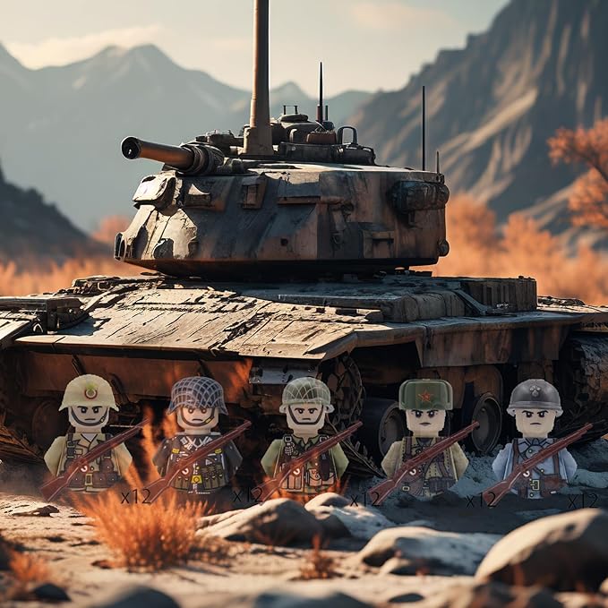 WW2 Building Set Action Figures with Weapon Accessories World War 2 Battle Pack Idea Gifts for Kids (180 Pcs)