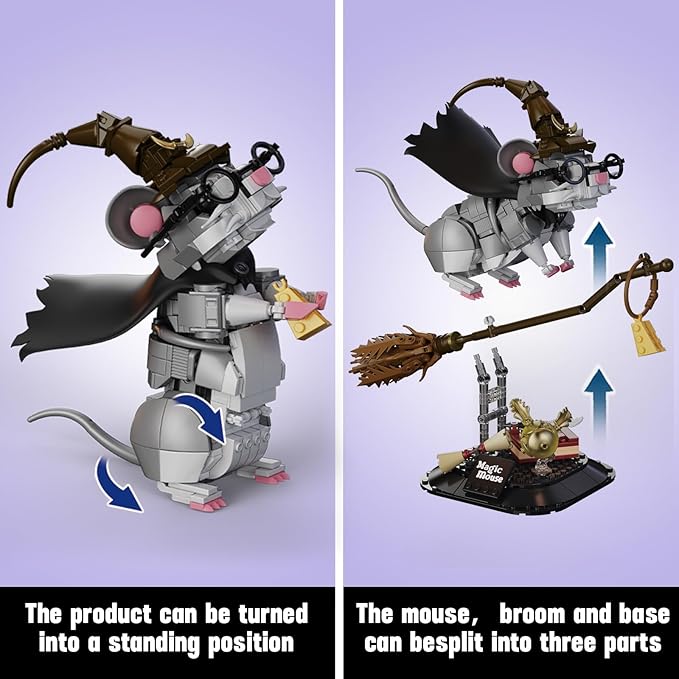 Harry Mouse Animal Building Set MOC Creative Magic Mouse Model Kit Collectible Home Office Decor Toy Gift for Teens Adults 14+ (676PCS)