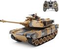 fisca 1/18 Remote Control M1A2 RC Tank with 2.4Ghz 15 Channel Smoking - Abrams Main Battle Tank that Military Toy for Kids and Adults