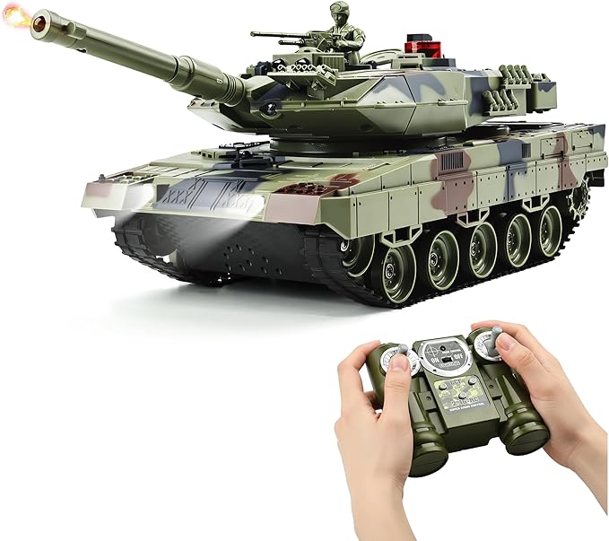 KAIM 1/24 RC TankRemote Control Tank for Boys with Smoke Lights &amp Sounds2.4GHz Ger Leopard II Army ModelMilitary Toys Gift for Kids Ages 6+