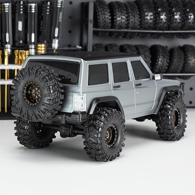 INJORA 6.10in 133g Wheelbase ABS Hardtop Cherokee Body for TRX4M Bronco Defender Chassis 1/18 RC Crawler Upgrade(Silver Grey)