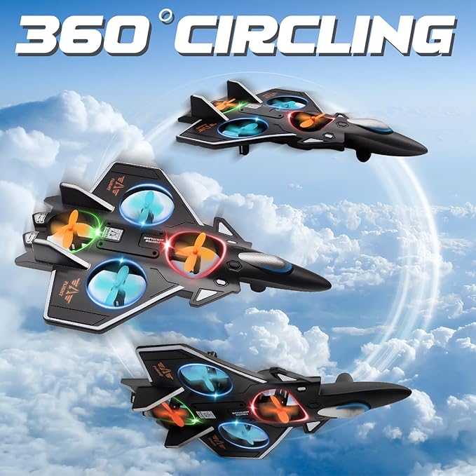 Snugzy Foam RC Plane Remote Control Airplanes for Kids 8-16 360° Flip Stunt Roll RC Airplane with Colorful Lights Airplane Toys Gifts for Boys