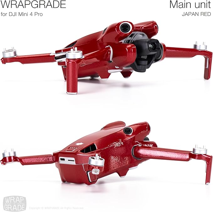 WRAPGRADE Skin Stickers Compatible with DJI Mini 4 Pro | Full Wrap (Japan Red)