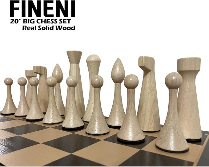 Luxurious 20 inch Real Luxurious Original Colored Solid Wooden Chess Set. Durable Handmade Chess Board Game Sets with Storage Slots for 5.2” Weighted &amp Elegant Designed Wooden 34 Pieces (C20L)