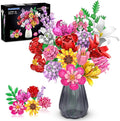 Flower Bouquet Building Set Valentines Day Botanical Collection Building Block Toy 1464 PCS 18 Flowers Rose Sunflower Home Plant Decor Birthday Gifts for Adults Women Boys Girls 8-12+