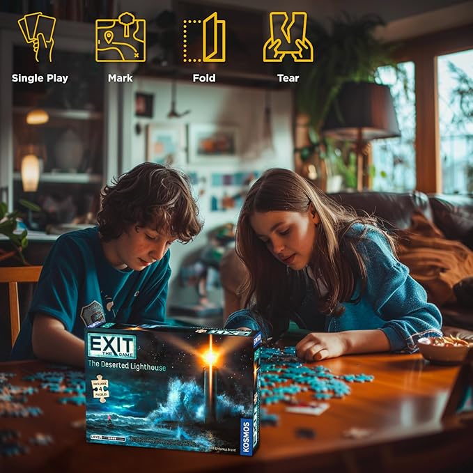 EXIT: The Deserted Lighthouse (With Jigsaw Puzzle) | Exit: The Game - A Kosmos Game | Family-Friendly Jigsaw Puzzle-Based at-Home Escape Room Experience for 1 to 4 Players Ages 12+