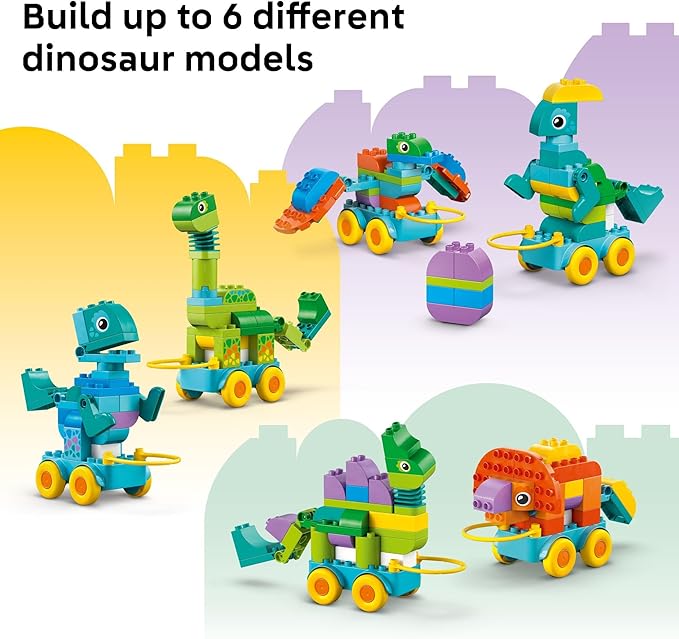 LEGO DUPLO Town 3 in 1 Dinosaurs on Wheels Learning Toy for Toddler Boys &amp Girls Ages 3+ - Building &amp Education Play Set Teaches Problem-Solving Skills Through Play - Preschool Gift Idea - 10