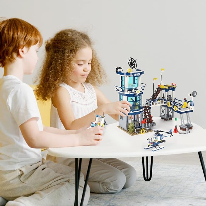 City Police Station STEM Building Sets Compatible with Lego Military Helicopter AirplaneBoats Ship Swat TeamBuilding Kit for Kids 565 PCS Best Gift for 6-10 Boys