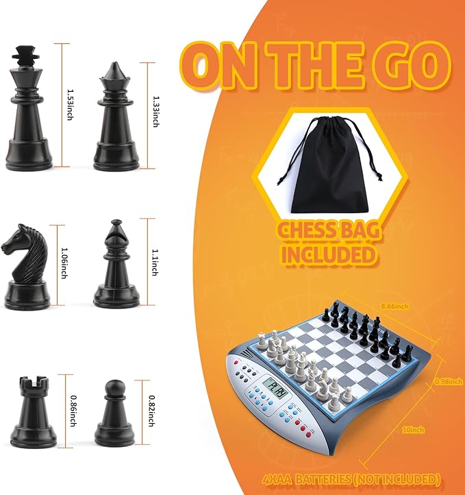 Talking Chess Master Electronic Chess Set with 2000 ELO Rating Great for Brain Strategy Training Strong Magnetic Chess Computer Game 1-2 Player Ideal Learning Gift for Kids Teenagers