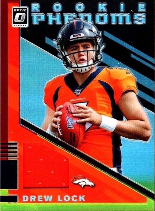 2019 Donruss Optic Rookie Phenoms Red and Yellow #3 Drew Lock Denver Broncos RC Rookie Jersey NFL Football Trading Card