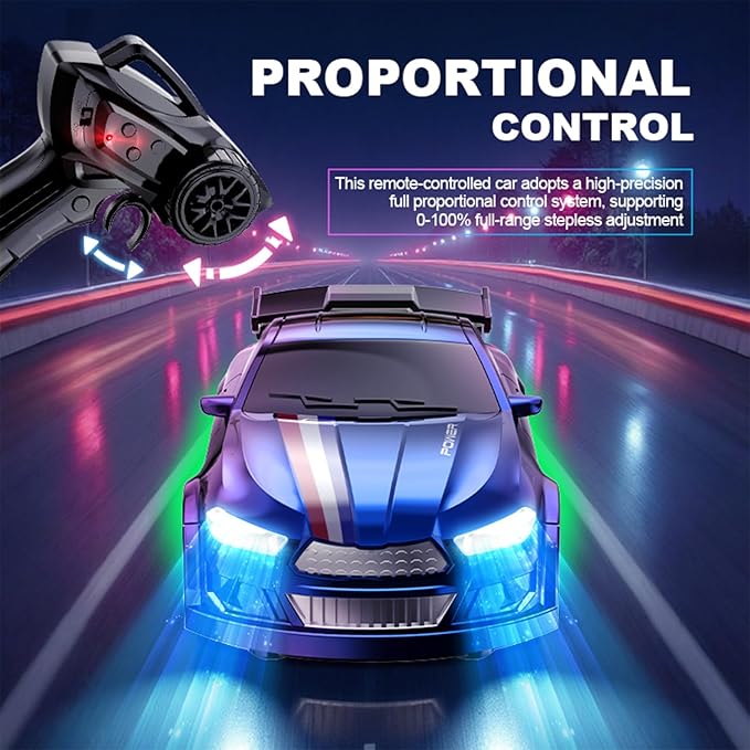 1:64 Scale Mini RC Drift Car with Gyro Full Proportional RTR 2.4Ghz Remote Control with RGB Lights (05-Black)
