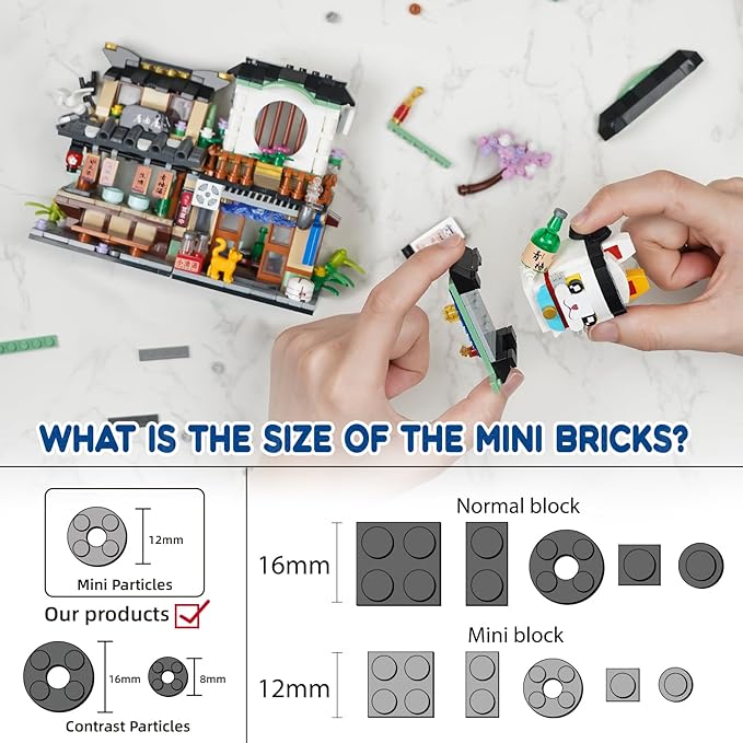 Japanese Street View Izakaya Shop Mini Building Blocks Set MOC Creative Cute Japanese Toys 809 PCS Simulation Architecture Construction Toy Gift for Adults Kids Girls 6-12 Not Compatible with Lego