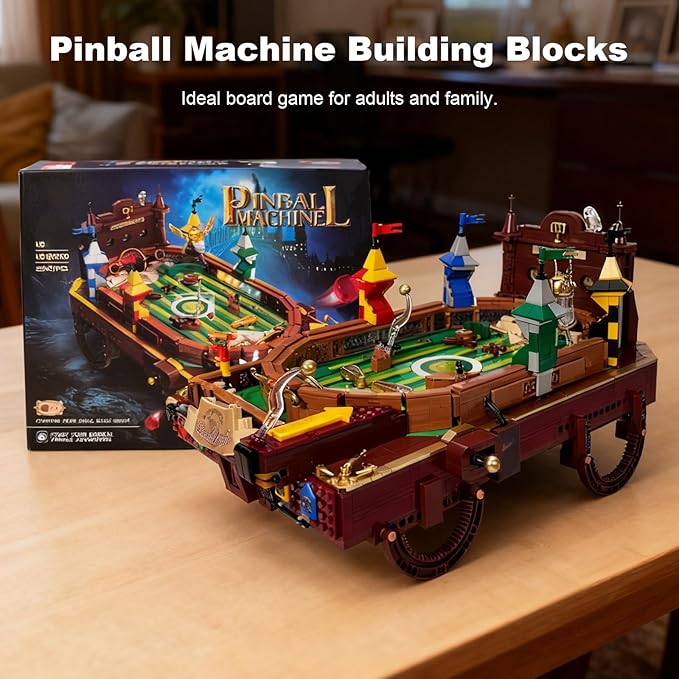 Harry Pinball Machine Building Sets for Adults Motorized Arcade Board Game with LED Lights Tabletop Gift Ideas for Movie Fans (2240pcs)