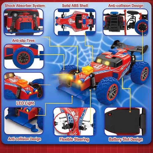 2.4 GHz Remote Control Off-Road Racing CarRC Cars Toys with Two Rechargeable Batteries and USB Charging 1:16 Electric Vehicle Gifts for Kids Girls Boys