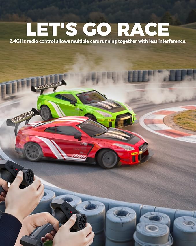 RACENT RC Drift Car 1:20 Scale Remote Control Car with LED Light 2.4GHz 20KM/H 4WD High Speed RC Vehicle Racing &amp Drifting Tires Two Batteries Toy Idea Gift for Adults Boys Girls and Kids (Gr