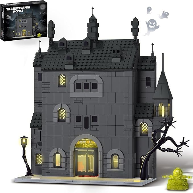 Haunted House Building Set with Lights Halloween Mansion Building Block Toy Compatible with Lego Adults Idea for Boys Girls Movie Fan Age 14+ (1686 PCS)