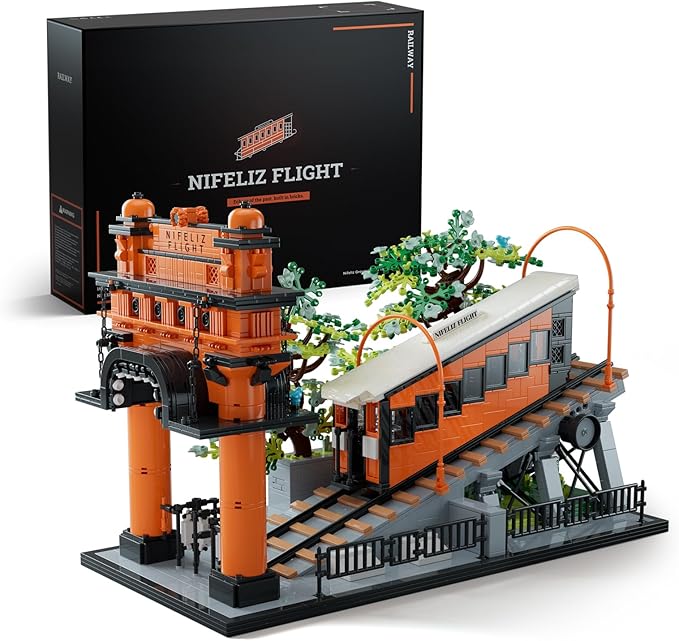 Nifeliz Flight Railway Building Set Vintage Cable Car Railway Display Model for Décor Memorable Festival Gift for Adults (2892 PCS NF10294)