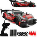 1:20 RC Drift Car for Kids4WD 2.4GHz 30KM/H High Speed Remote Control Car Racing Sport Toy Car with LED LightsDrifting Tires＆2 Batteries (Red 01)