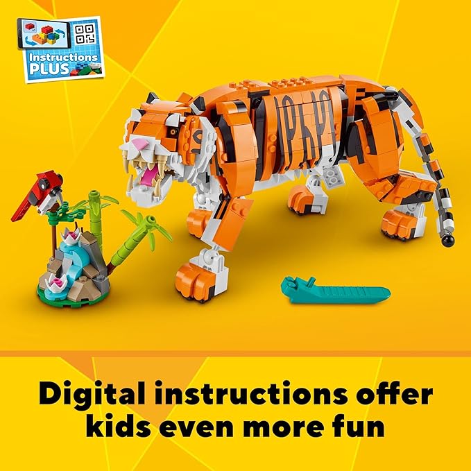 LEGO Creator 3 in 1 Majestic Tiger - Building Toy for Boys &amp Girls Ages 9+ - Gift for Easter Baskets - Kids Bedroom and Desk Decor - Build Tiger Panda or Koi Fish - 31129