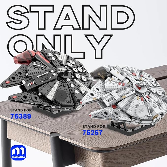 Display Stand for Lego Millennium Falcon 75389 75257 Upgraded Bracket for The Dark Falcon 75389 Strong Construction Stand Building Set with Clearer Instructions for Fans Adults Kids