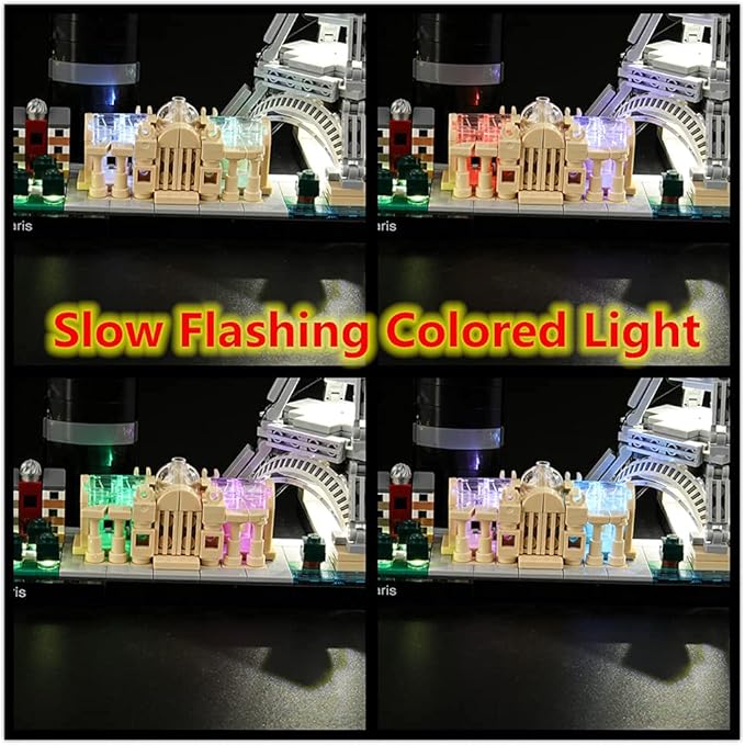 LED Light for (Architecture Paris with Eiffel Tower) Building Blocks Set - Compatible with Lego 21044 Skyline Building Model (Model Set Not Included)