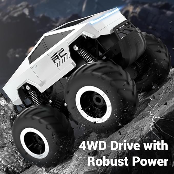 1:16 Cybertruck Remote Control Car 2.4 GHz 4WD Amphibious Off-Road Pick-up Truck with LED Light Waterproof Monster Truck Hobby RC Cars Toys for Teen Adults