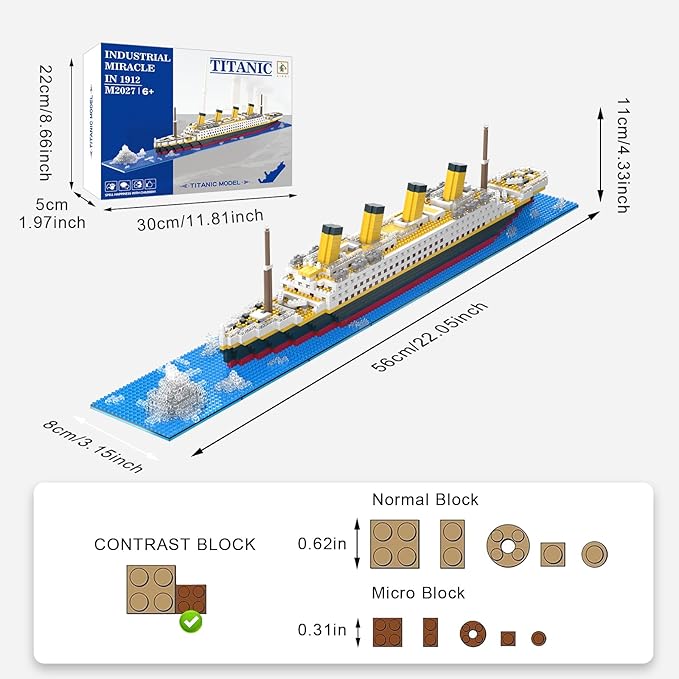 Titanic Micro Mini Building Set1878 Pieces Big Ship Model Building ToysDIY Educational Toys 3D Puzzle KitSTEM Ship Creative Project Model Building Set Birthday for AdultsKids