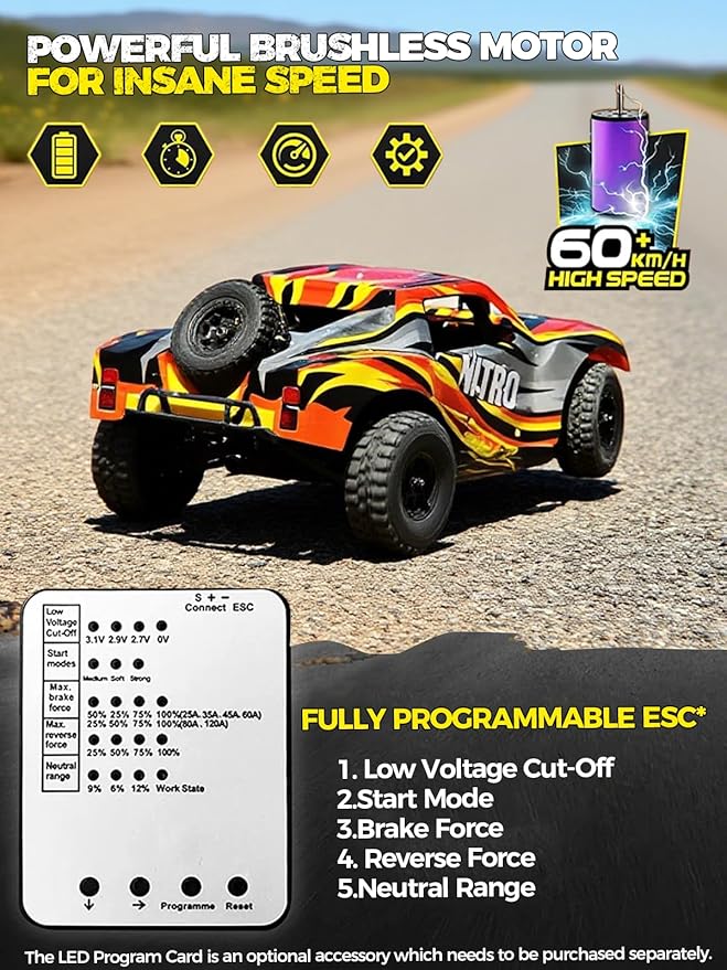 1/8 Scale Brushless RC Cars for AdultsMax 40mph Electric Off-Road Monster TruckWaterproof High Speed RC Car 4WD Remote Control Car with 3S Lipo 30+ Min Play All Terrain