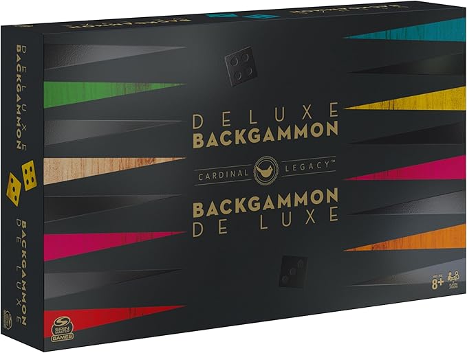 Spin Master Games Legacy Deluxe Wooden Backgammon Classic 2-Player Original Board Game Set with Cups and Dice for Kids and Adults Aged 8 and up